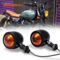 2Pcs Black Metal Motorcycle Cafe Racer Turn Signal Indicator Lights Lamp. 