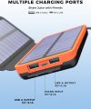 A ADDTOP Solar Charger Power Bank - 25000mAh Portable Solar Phone Charger with 4 Solar Panels & Dual 2.1A USB A Outputs External Battery Pack for Phones Tablets Outdoor Camping Black & Orange. 