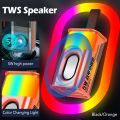 Transparent Wireless Speaker K08 Portable Stereo Bluetooth Compatible 5.3 Crystal Transparent Speaker Rechargeable Smart Speaker, Cyberpunk Style RGB Rhythm Light Breathing 360° Stereo Surround TF Card Support 5W Subwoofer 3D Stereo Pocket Size Speaker. 