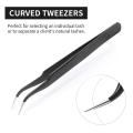 Professional Eyelash Extension 2 Pcs Tweezers Set Straight and Curved Pointed Tips Tweezer Beauty Tools. 