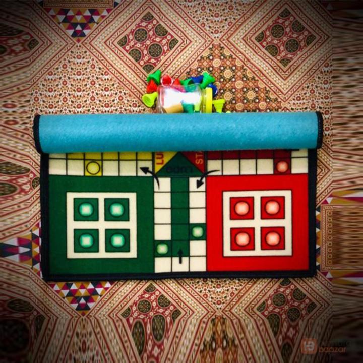 Ludo Matt Carpet Game_Ludo Game _washable Ludo Game Ludo Carpet Large Size 2x2 Ft with large Gotte Set Foldable and Washable Rafias Collection high quality
