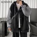 ECHIDNA Couple Coat Single Breasted Drawstring Hood Sweatshirt Coat. 