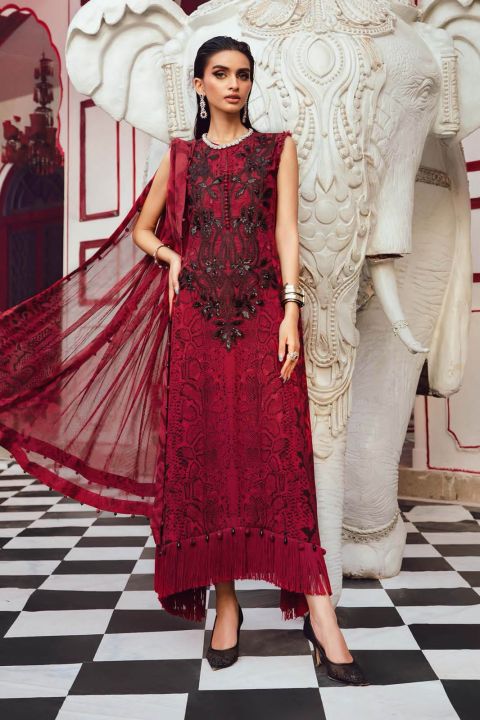 Red Colour Swiss Lawn Digital Printed 3-Piece Dress with elegant ...