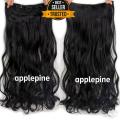 Curly / Wavy Full Head Clip In Hair Extension - Premium Quality - DARK BROWN (Black). 