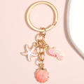 Cute Keychain Shell Starfish Conch Mermaid Fish Scale Key Ring Sea Key Chains Summer Gifts For Women Men DIY Handmade Jewelry. 