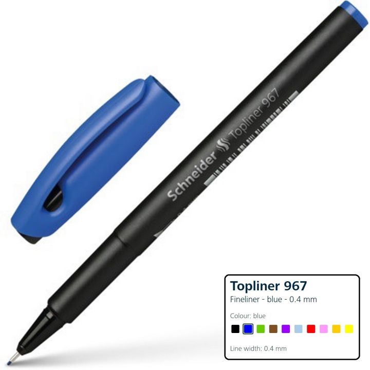 Schneider Topliner 967 Fineliner 0.4mm (3 Pens Pack) (Made in Germany) works well with rulers and templates - Drawing, sketching & Designing - Fineliner Pen - Pointer Pen - Doodle Art Pen