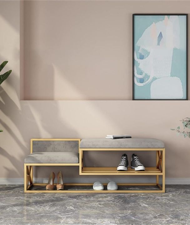 Grey%20Tufted%20Bench%20-%20Shoe%20Bench%20with%202%20Comfortable%20Seats%20-%20Shoe%20Storage%20Organizer%20Tier%20Entryway%20Shoe%20Bench%20Organizing%20Rack%20with%20Velvet%20Cushion%20-%20Entryway%20Bench%20with%20Shoe%20Changing%20Stool%20-%20Perfect%20Corner%20Bench%20for%20Small%20Spaces%20and%20Narrow%20Storage%20Solutions%20-%20Image%202