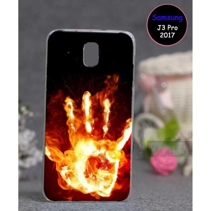 Samsung J3 Pro 2017 Mobile Cover Fire Hand Style - Red