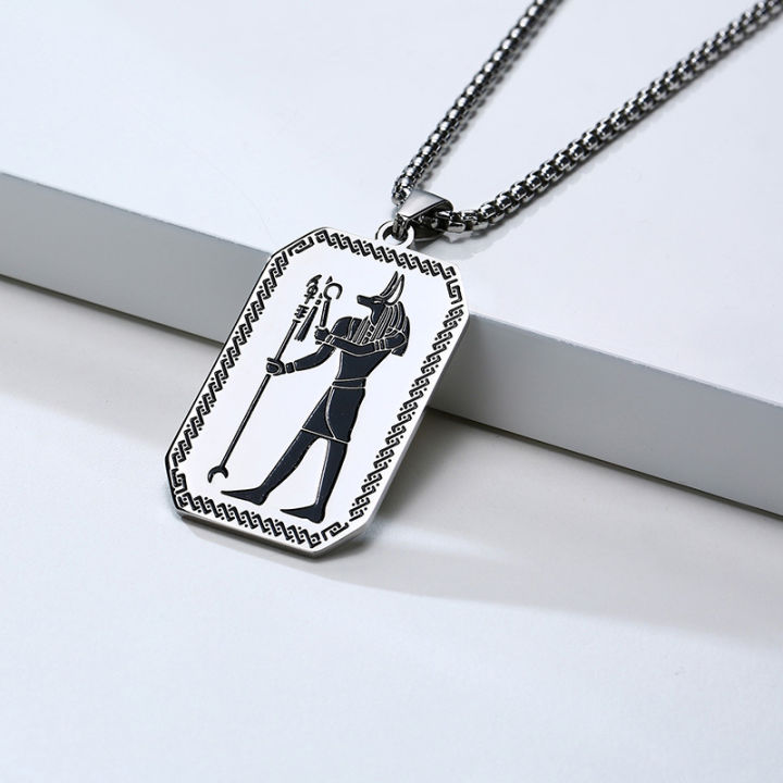 2023 Anubis Egyptian Hip Hop Man Trendy Stainless Steel Charm Jewelry Necklaces Man Anti Tarnish 2024