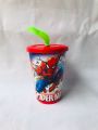 Kids Glass with Straw Cartoon Character Kids Glass Juice Glass for Kids Barbie Spiderman Benten Frozen Juice Glass with Lid & Straw. 