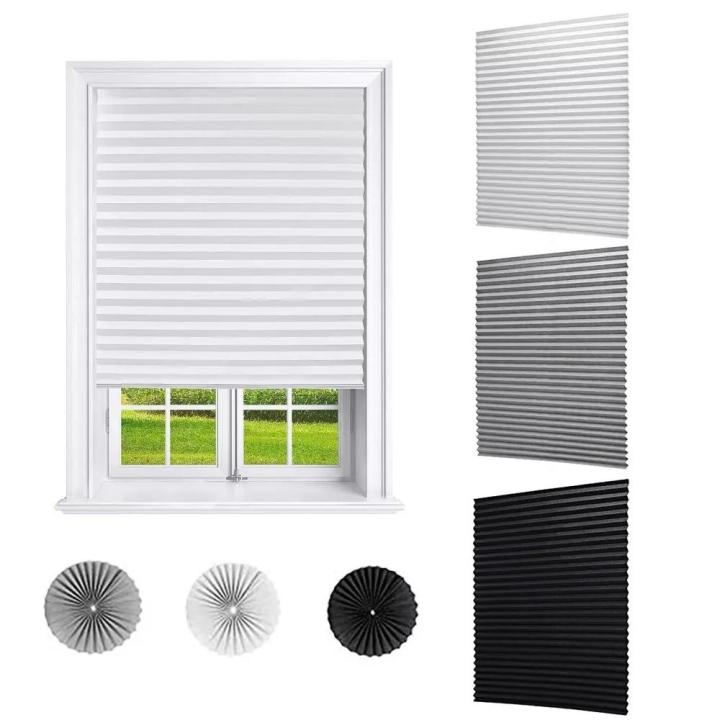 Waterproof Pleated Blinds Portable Privacy-Enhancing Light-Filtering Self-Adhesive Curtains Easy-Install Window Covers for