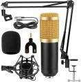 BM 800 Professional Condenser Microphone with 3.5 mm Audio Jack Converter for Mobile, Computer and Mic Stand Sound Studio Recording Dynamic (Black). 
