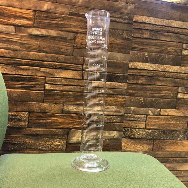 1000ml Graduated Cylinder, Borosilicate 3.3 Glass, Measuring Cylinder (White Marking For Petroleum), Single Metric Scale, IwakiPyreex
