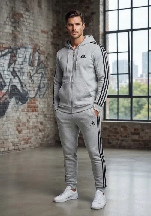 Adidas%20Men's%20Brown%203-Stripes%20Winter%20Zipper%20Tracksuit%20-%20Heavy%20Brush%20Fleece%20Inside%20-%20Warm%20Hooded%20Co-ord%20Set%20-%20Image%205