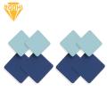 2Pairs Women Fashion Color Block Geometric Square Drop Stud Earrings Jewelry. 