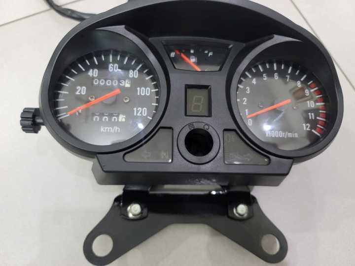 Speedometer Tachometer Assembly with Wiring, Meter Bracket and Installation Kit / RPM Meter - Odometer - Fuel Level Gauge - Gear Indicator  - Turn Signals Indication for 70cc / 100cc / 150cc / 200cc Motorbikes and TEZ RAFTAR Cargo Loader