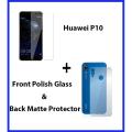 Huawei P10 Lite Polish 2.5D Tempered Glass Screen Protector + Back Matte Protector Soft Skin Sheet Soft Film Protection For Huawei P10 Lite. 