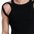 Men Solid Color Vest Men Vest O-neck Sleeveless Long Sleeve Tops Solid Color Skinny High Elastic Shoulder Hollow Out Pullover Men Long Sleeve Vest. 