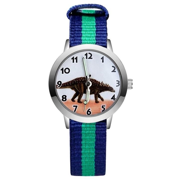 Fashion Cartoon Cute Dinosaur Style Children's Wrist Watches Kids Student Girls Boys Quartz Nylon Strap Clock JA51