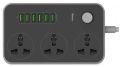 Original Smart Extension Cord Wire Board Multi Socket Lead Universal with 6 USB Ports and 3 Sockets 2500W/10A 6.5ft/200cm Premium Quality. 