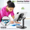 Adjustable Cell Phone Stand Angle Height Adjustable Foldable Phone Holder For Desk Anti-Slip Silicone Pad For Tablet Stand - Black. 
