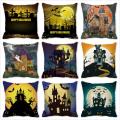 Happy Halloween Watercolor Castle Devil Crypto Peach Skin Home Decor Sofa Cushion Cover Throw Pillow ZT374. 
