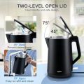 "German-Made KoLAX Electric Kettle: Portable 1.7L Large capacity Travel Kettle, Boils Quickly Anywhere! Perfect for Home or Travel, Compact and Efficient Design  |1500 W -Stainless steel body (BLACK colour)Kettle Size:14.8*12.3*10.6cm. 