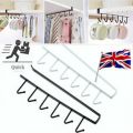 Wardrobe Accessories Holder Stand for Bathroom, Kitchen Cabinet, Cupboard, Utensil and Cloth Hanger  6 Hook Holder for Multi Function, Assorted Colour (1 PCs). 
