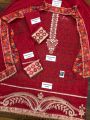 Embroidered Chiffon Dress With Chiffon Embroidered Dupatta in red. 