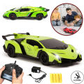 Remote Control Rechargeable Lamborghini Venono 4 Channel With Lights & Sound - Front Doors Open - 1:18 Scale Simulated Model Car - Green. 