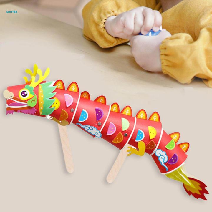 Animal Paper Cup Model Chinese Paper Dragon Decoration Handwork 3D DIY Paper Cups for Role Play