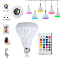 Bluetooth Speaker Bulb Smart LED RGB + Remote Control Wireless Disco Audio Music Multi Color Dimmable Lamp 12W. 