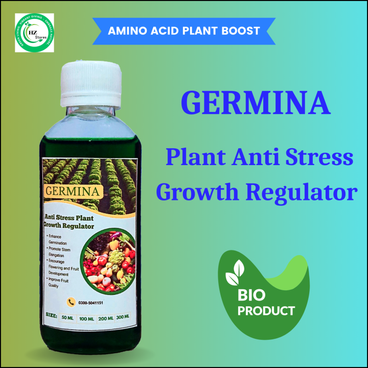 Germina Anti Stress Growth Regulator | Amino Acid Liquid Fertilizer For Plants 30 ML 50ML 100 ML 250 ML | Gibberellic Acid | Rooting Hormone | Vermicompost compost | NPK 20 20 20 | DAP Fertilizer | Neem Cake Fertilizer | Mustard Cake Fertilizer Gardening