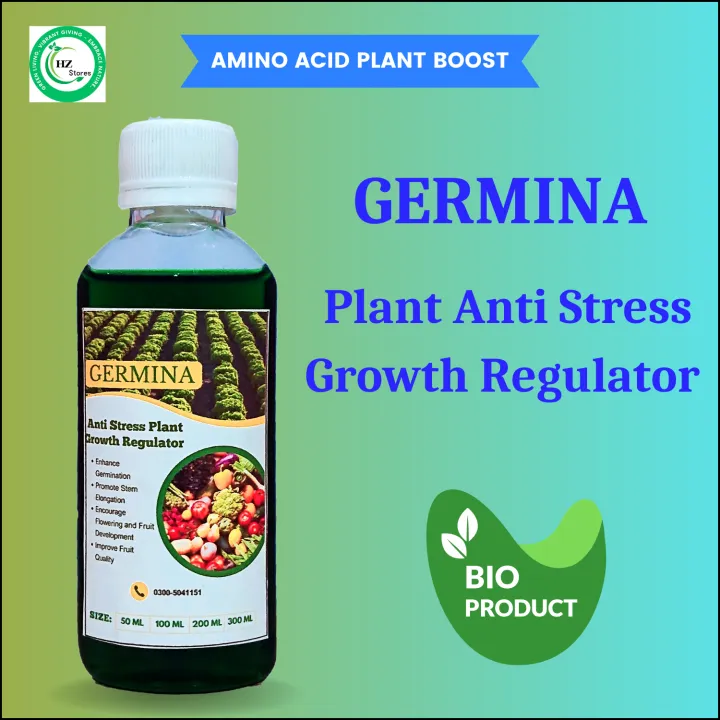 Germina Anti Stress Growth Regulator | Amino Acid Liquid Fertilizer For Plants 30 ML 50ML 100 ML 250 ML | Gibberellic Acid | Rooting Hormone | Vermicompost compost | NPK 20 20 20 | DAP Fertilizer | Neem Cake Fertilizer | Mustard Cake Fertilizer Gardening