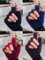 Girls Soft Half Finger Gloves Plush Fingerless Gloves. 