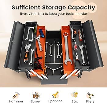 Metal%20Tool%20Box%205%20Tray%20Professional%20Portable%20Storage%20Cabinet%20Workshop%20Cantilever%20Toolbox%20with%20Carry%20Handles%20Red%20&%20Black%20-%20Image%203