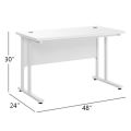 Computer Desk Writing Table 2 Cable Management Holes Metal Leg White. 
