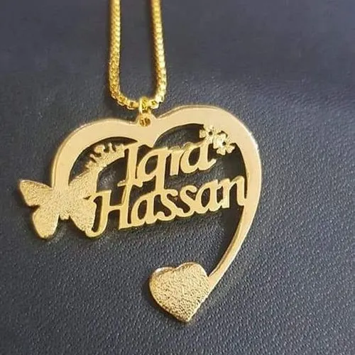 Customize Couple Heart Name Necklace With Butterfly Best Personalized Gift For Wife Anniversary Gift Valentine's day Gift