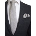 Ricnais 8cm Wool Necktie Solid Plaid Tie For Men Quality Cashmere Tie and Handkerchief Cravats Set Suit For Wedding Party. 