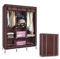 3 Door fancy and portable closet wardrobe storage organizer with shelves for multipurpose No-voven Fabric storage shelf | lightweight 3 door assemble plastic portable wardrobe. 
