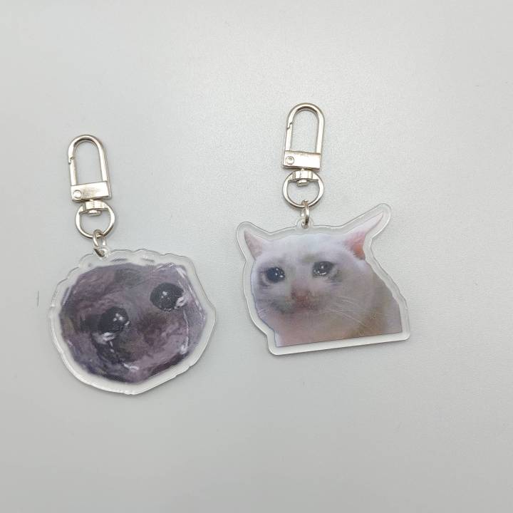 Women's Bag Pendant Cute Anime Keychain For Bags Tearful Sad Hamster Meme Sad Cat Meme Cute Things Cheap Gift For Best Friend