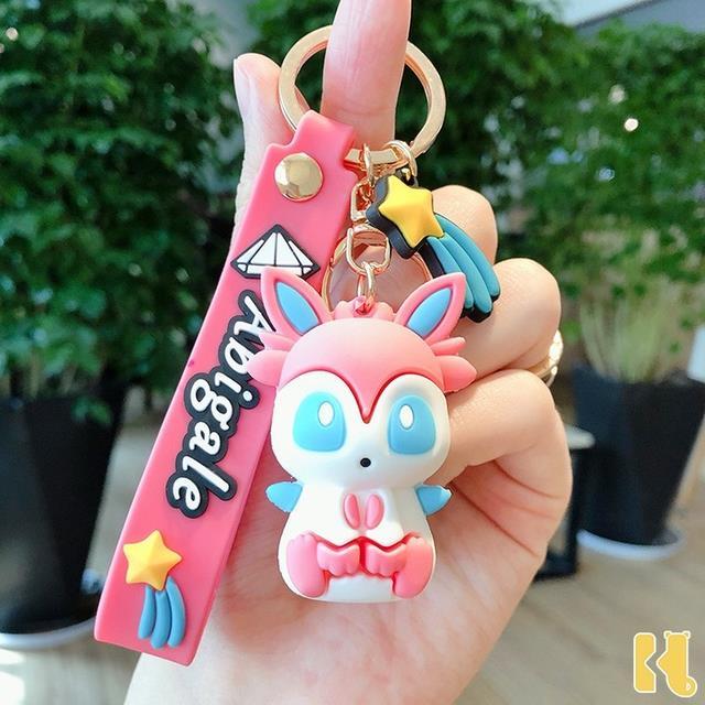 POKEMON keychain Eevee Vaporeon Jolteon Flareon Glaceon Umbreon Espeon Anime Pendant Bag Children Christmas birthday toys Gifts