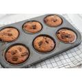 Cupcake Tray Steel 6 Slot Muffin Tray, Black. 