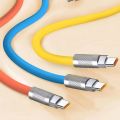 120W 6A Liquids Silicone Super Fast Charge USB Cable With LED Light Type-C & Micro USB For Xiaomi Huawei Samsung Vivo 1M. 