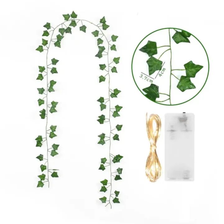 Battery%20Operated%20LED%20Artificial%20Leaves%20bail%20-%2010%20Ft%20Fairy%20Lights%20and%207%20Ft%20Bail%20Green%20-%20Image%202