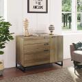 Wooden Sideboard Cabinet with 3 Drawers and Side Cabinet - Rectangular Design. 