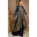 Ghazi fabric Stitched Linen Tail Frock Ready to wear navy blue. 
