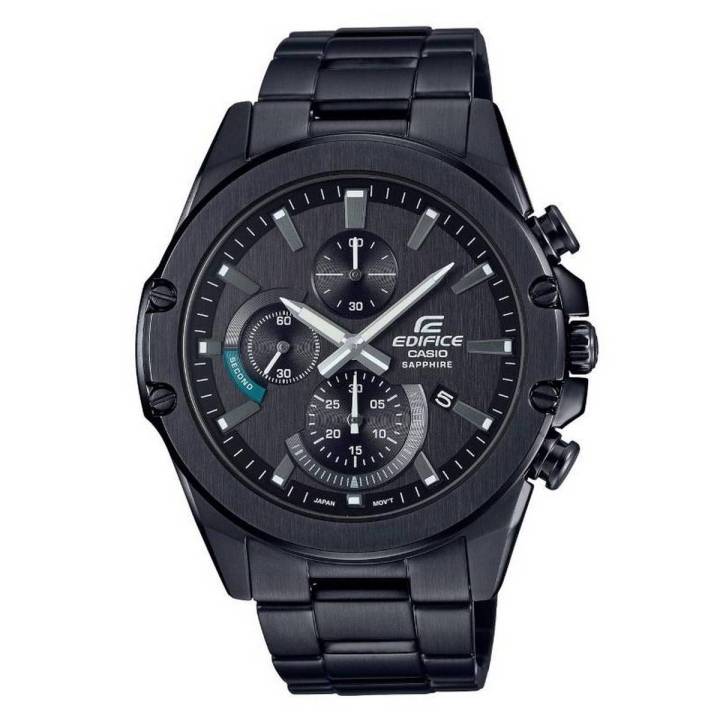 Casio Edifice Mens Slim Series Black Steel Chronograph Black Date Dial Black Steel Band Watch-EFR-S567DC-1AVUDF