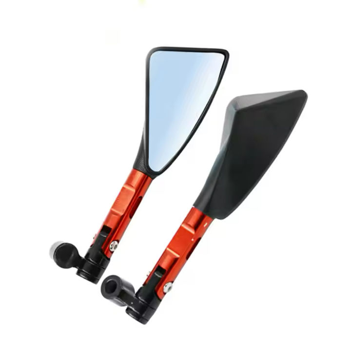 Fydun Motorcycle Rear Mirror, 2Pcs 8Mm 10Mm Universal Aluminum Cafe Racer Flame Pattern Side Rear View Mirrors (Black
