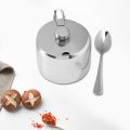 Stainless Steel with Lid and Spoon Sugar Bowl Seasoning Jar Container. 